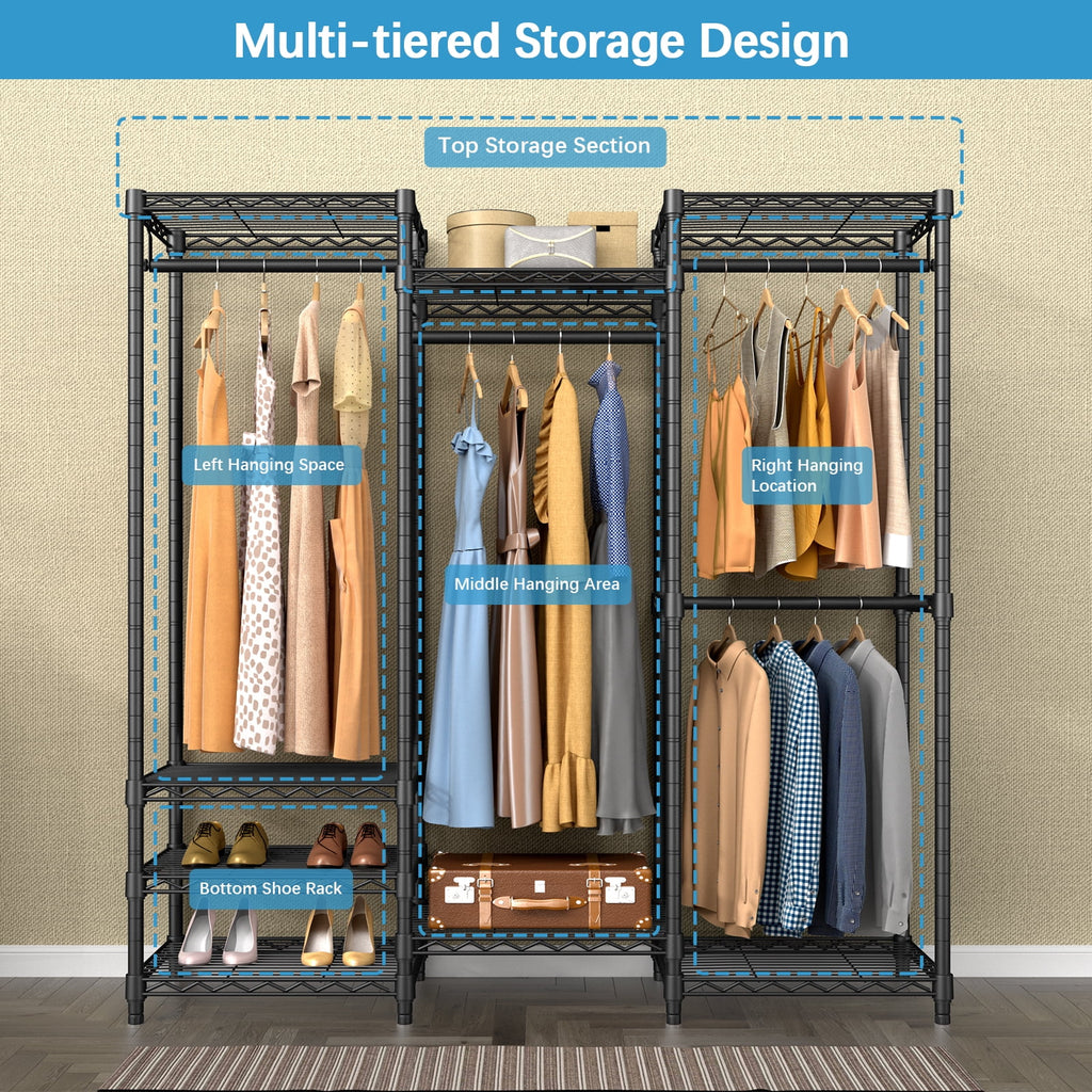 Portable Closet Wardrobe Heavy Duty Metal Clothing Rack H7419