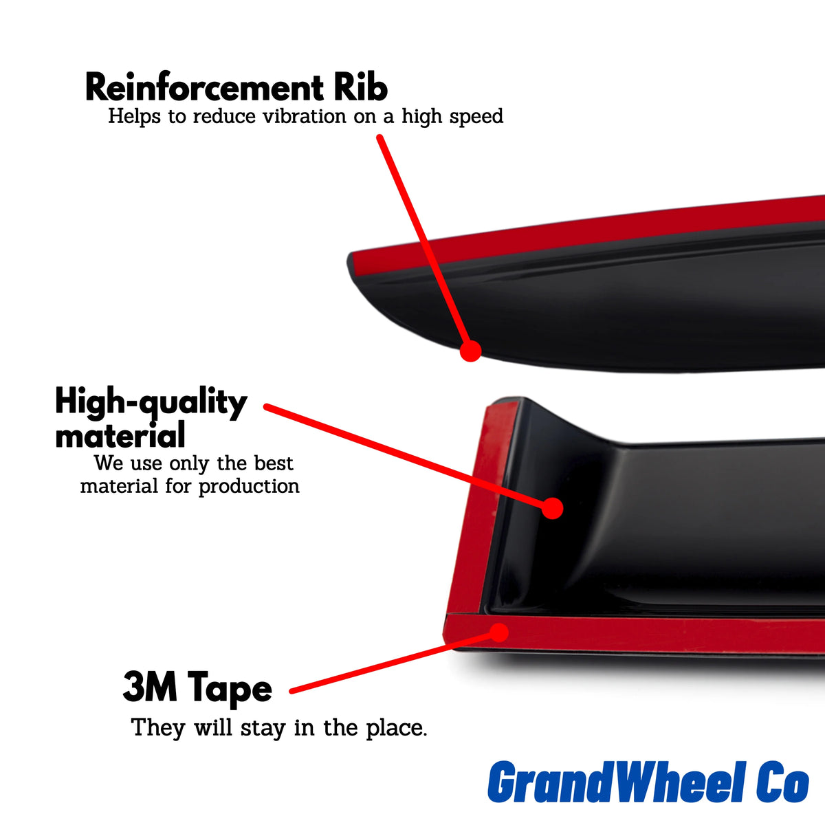 Smoke Tinted Tape-On Side Window Vent Visor Deflectors Rain Guards 6pcs C4669