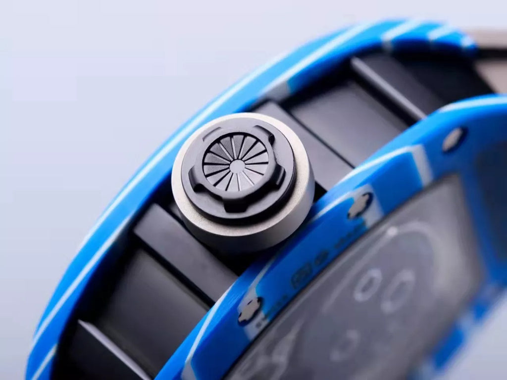 Black Dial Blue Bezel Black Rubber Strap Tourbillon A8856