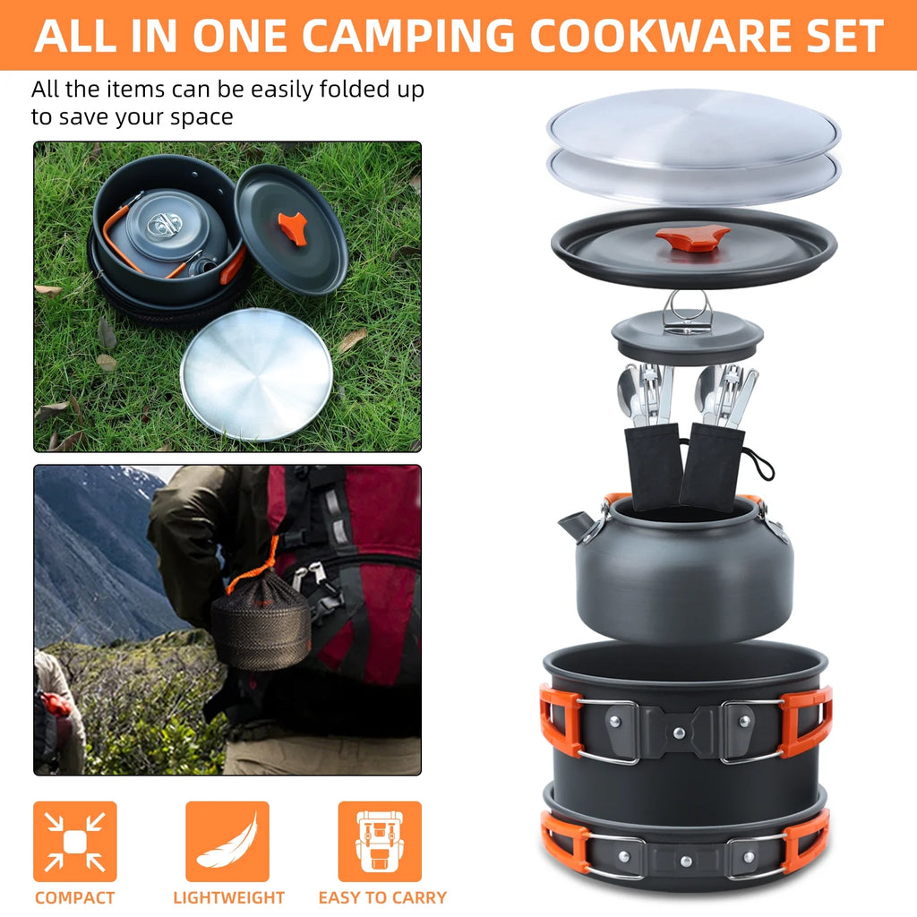 16pcs Camping Cookware Set with Pot and Pan R9090