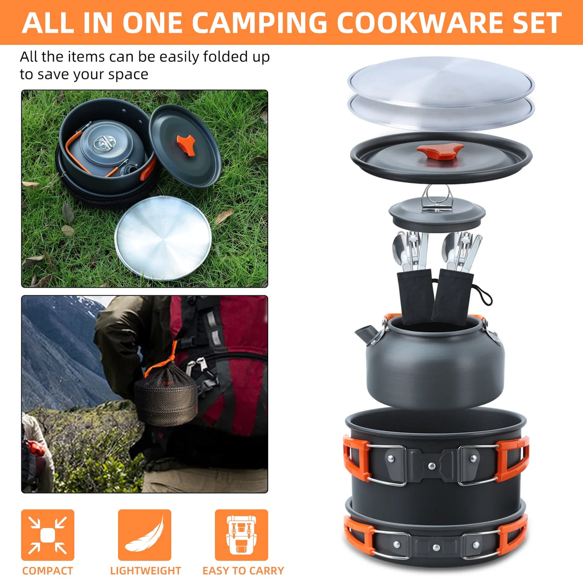 16pcs Camping Cookware Set with Pot and Pan R9090