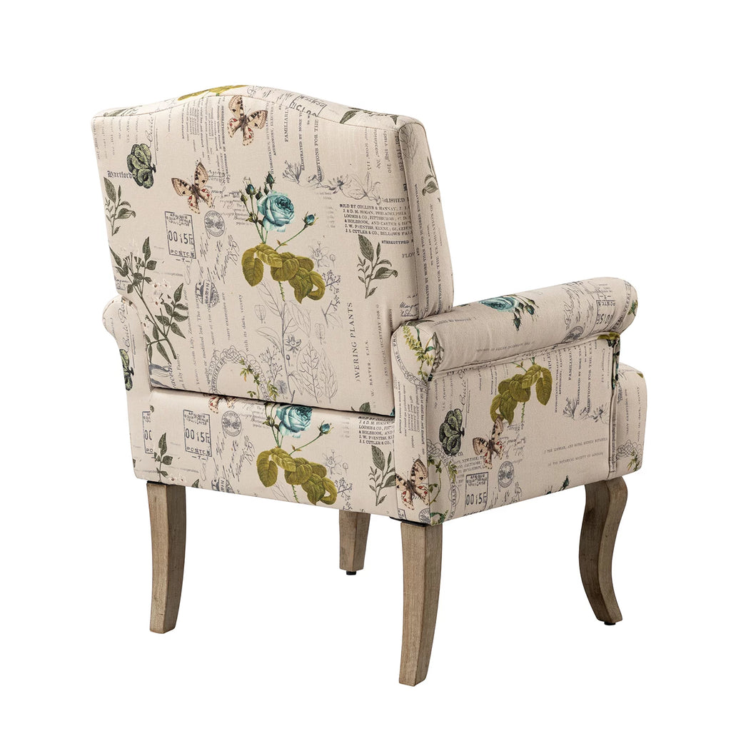 Upholstered Armchair Set of 2 with Pattern & Wooden Legs Y978844