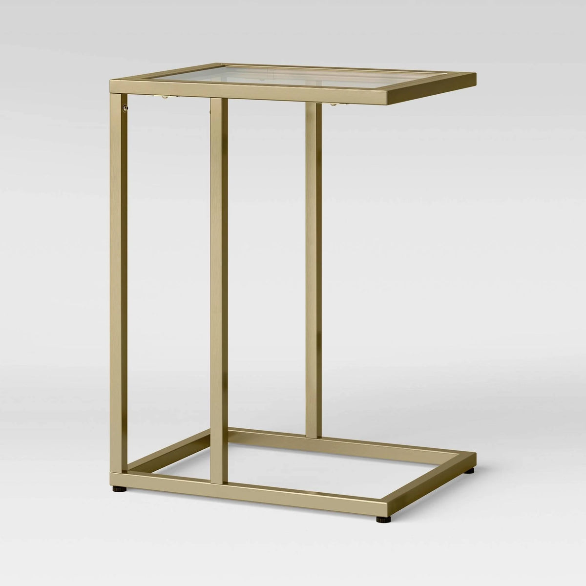 Glass Top C Table with Brass Base S7235