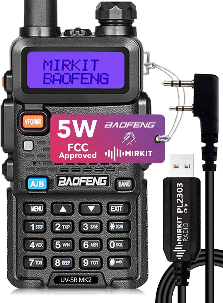 UV-5R MK2 Handheld Dual Band Ham Radio with Programming Cable K192280
