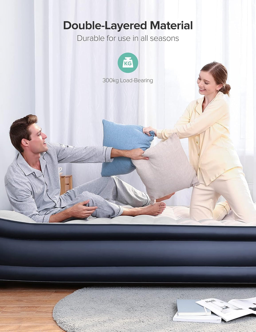Queen Air Mattress with Built in Pump Inflatable Air Bed E32827