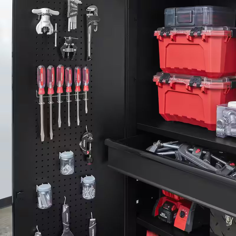 Extra Wide Heavy Duty 20-Gauge Steel Freestanding Garage Cabinet in Black C253