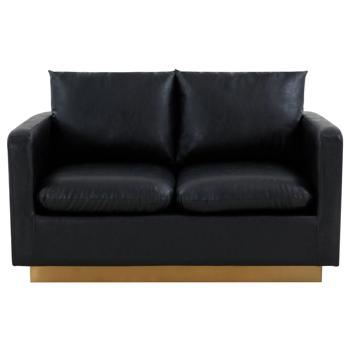 Beige Leather Loveseat with Gold Frame W965