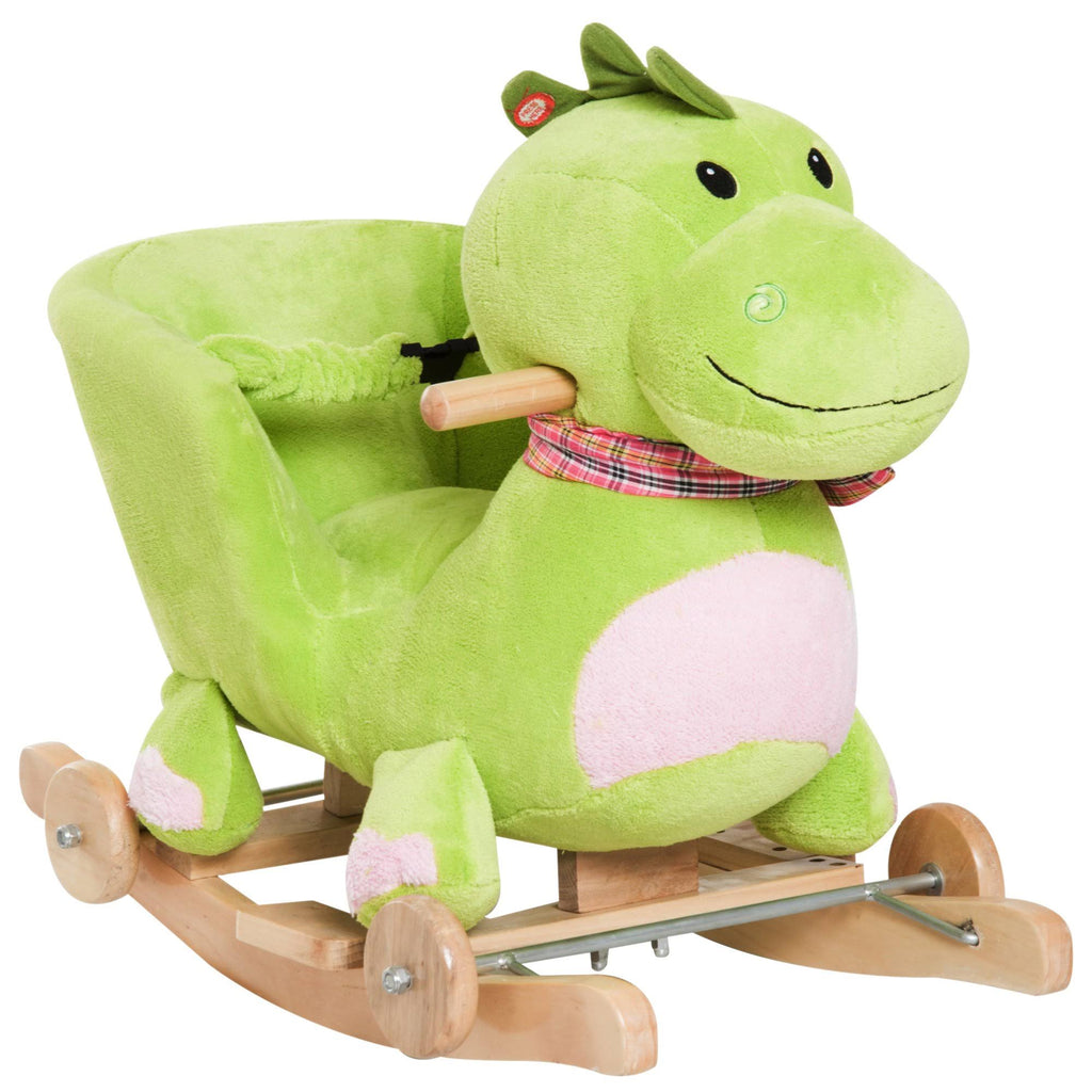 2-in-1 Plush Dinosaur Kids Ride on Cart Rocking Horse Toy D5129