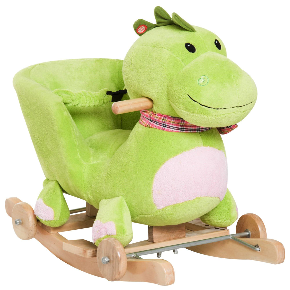 2-in-1 Plush Dinosaur Kids Ride on Cart Rocking Horse Toy D5129