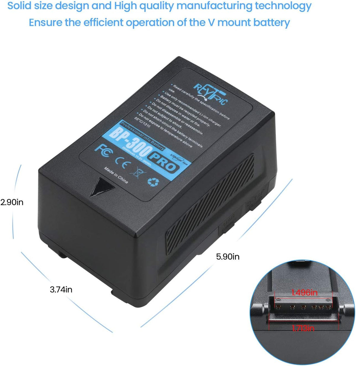 300Wh V Mount Battery with D-Tap Charger and Cable V6063