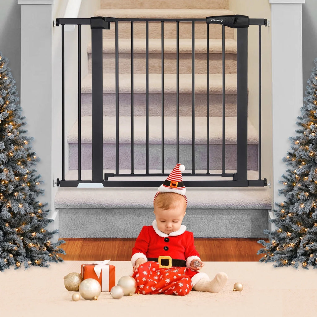 Baby Safety Gate, 29.5''- 40.5'' Wide Pressure Mount, Black K192430