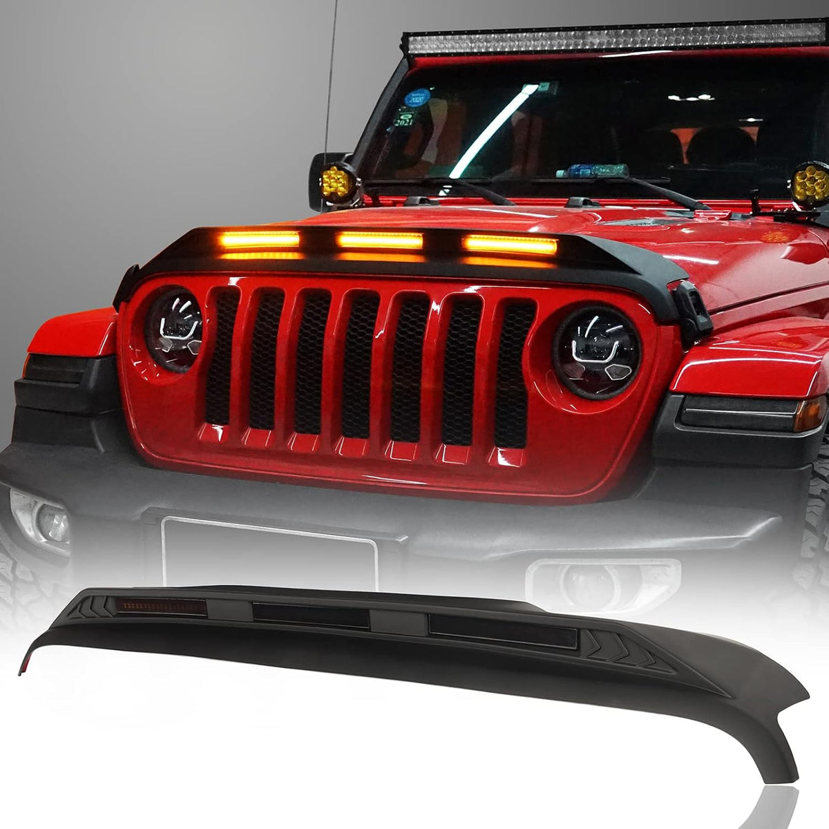 Bug Deflector Shields Hood Protector Guard with Amber Lights L74922