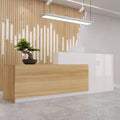 Wood Grain L-shaped Reception Desk with Lockable Drawer H11068