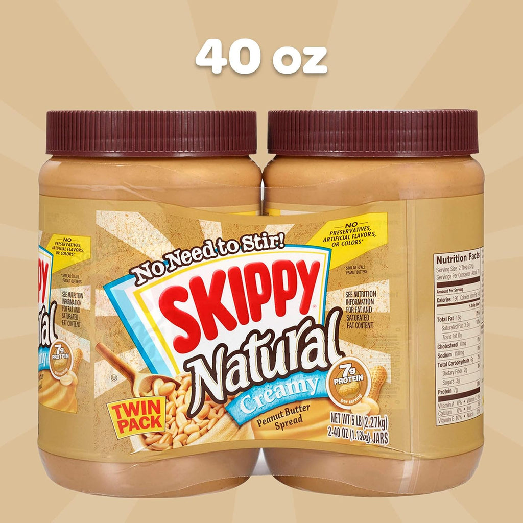 40 Ounce Twin Pack Natural Creamy Peanut Butter Spread X476