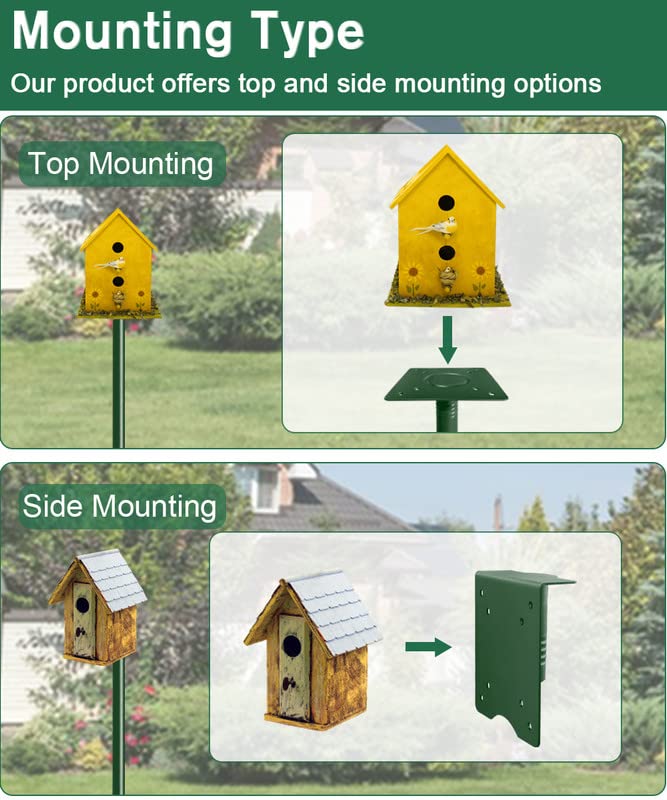 90Inch Heavy Duty Bird Feeder Pole Kit with 5 Prongs Base and 2 Plates Black K95914