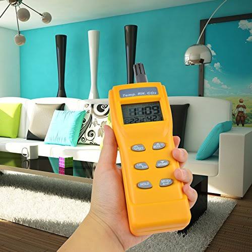 Yellow Digital Carbon Dioxide Temperature Humidity NDIR Sensor Tester S826009