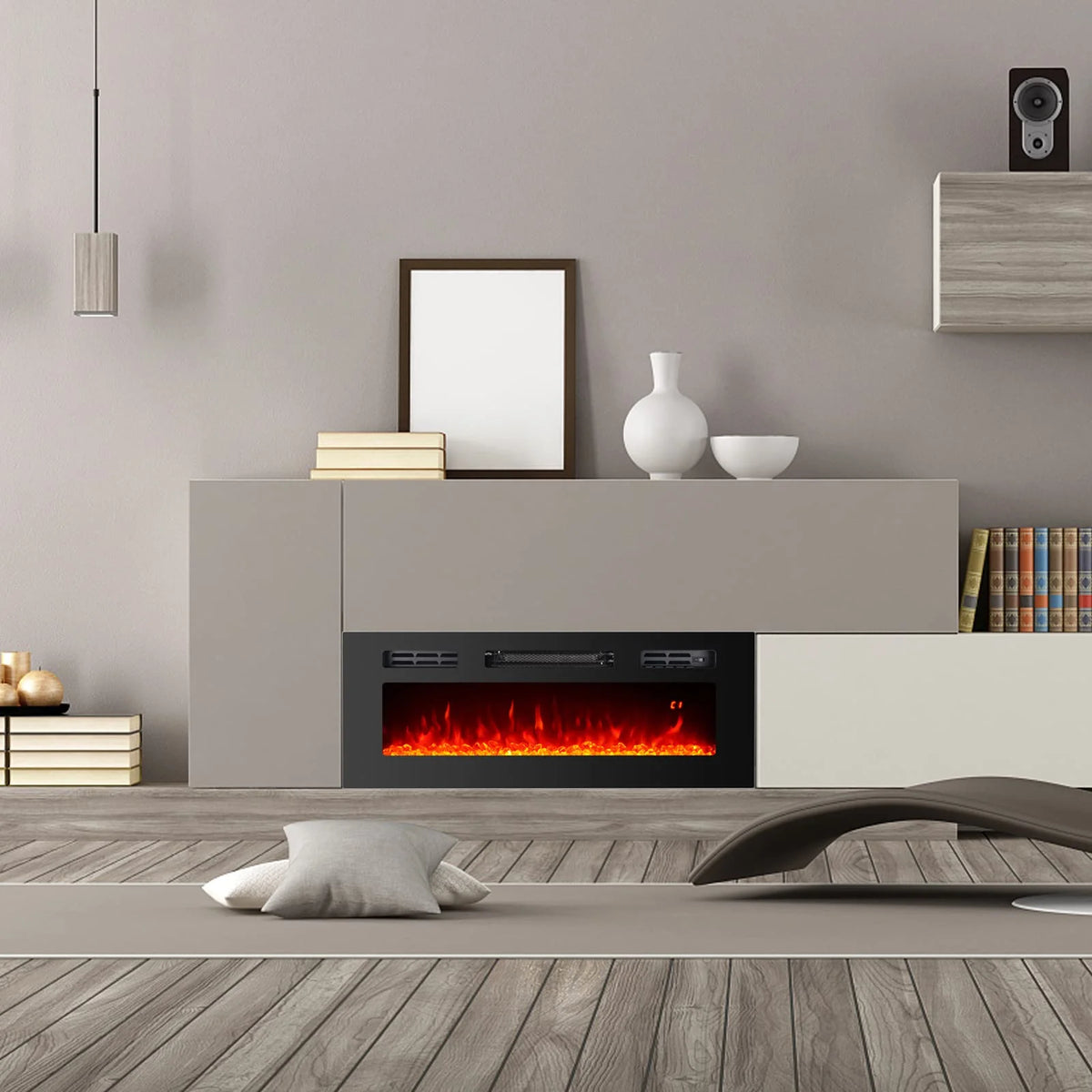 36" Electric Fireplace Insert Stove Heater with Remote Control O6949