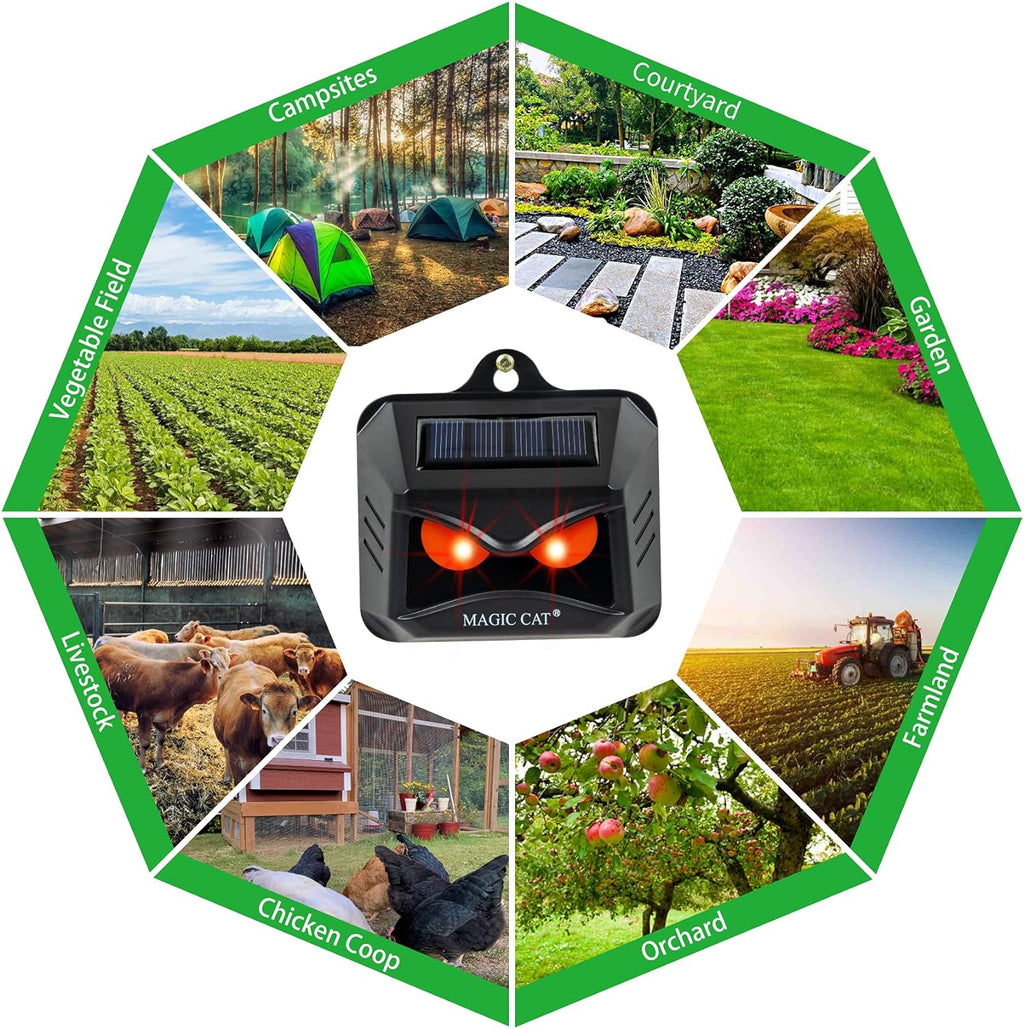 4 Pack Waterproof Solar Animal Repeller with Red LED Lights J452567