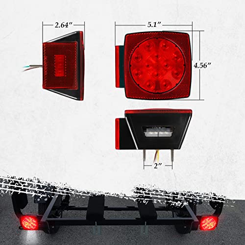 12V Submersible Red White LED Trailer Light Q40335