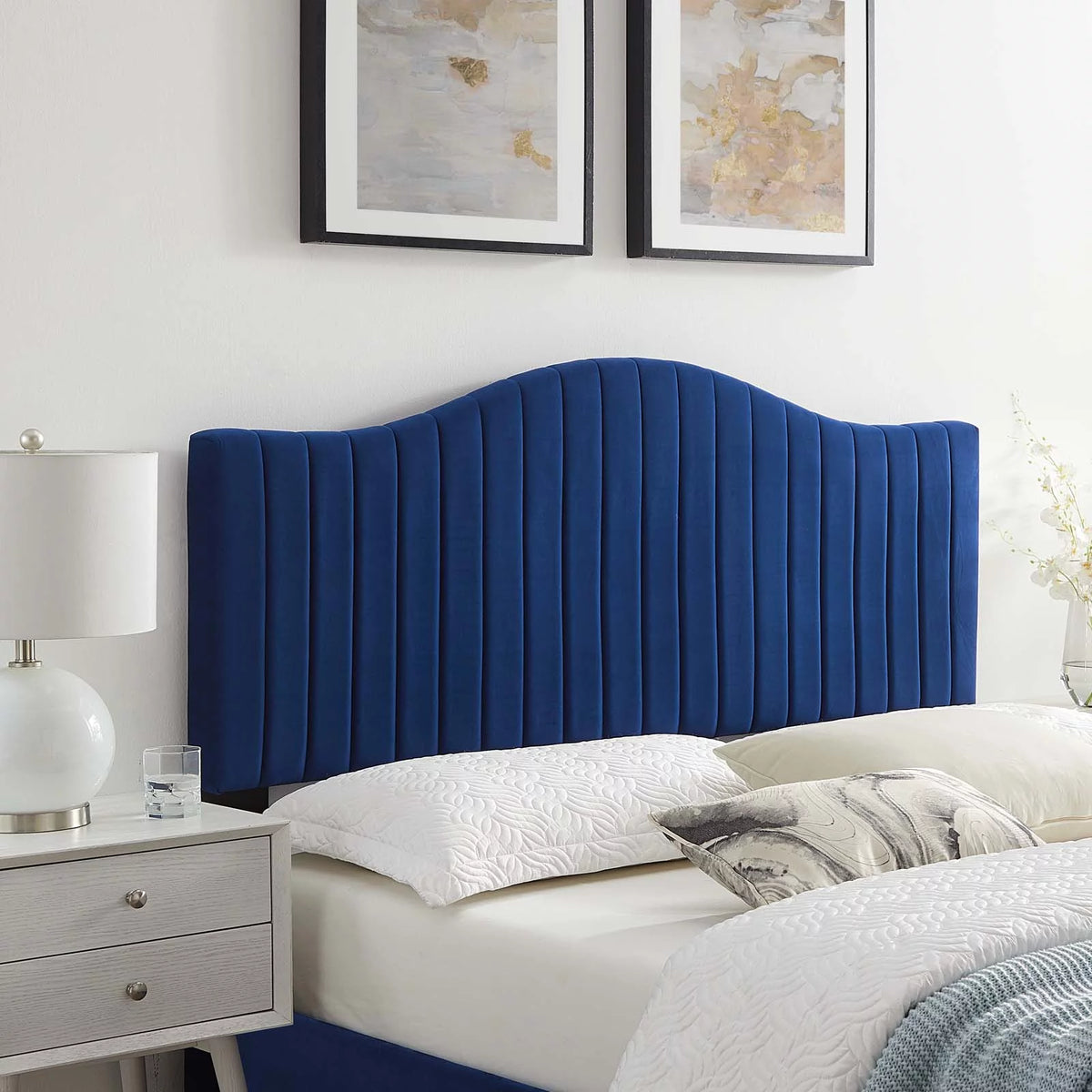 Channel Tufted Performance Velvet King Headboard N2115