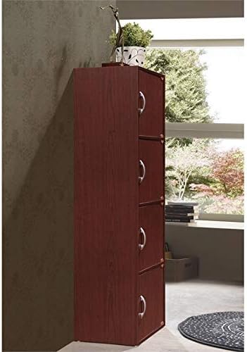 4 Shelf 4 Door Bookcase in Mahogany V11106