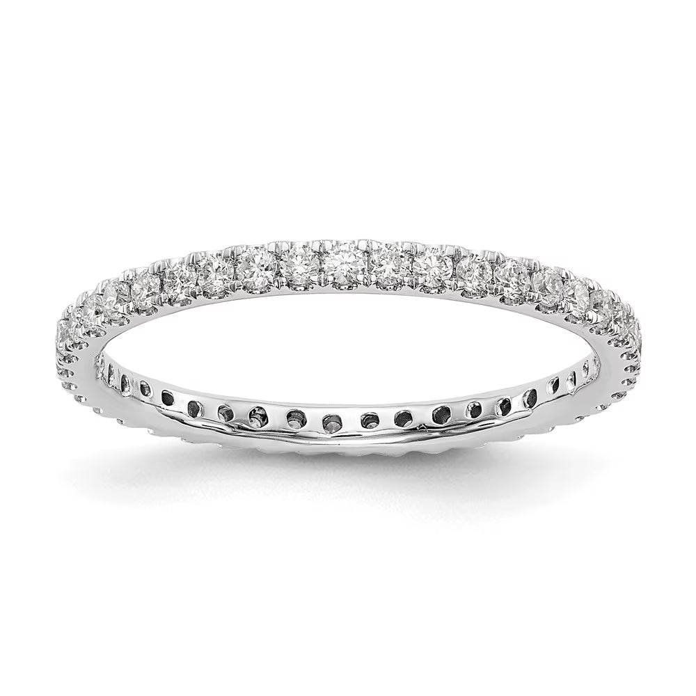 14K White Gold Eternity Diamond Ring, Lab Grown Round, Size 9 C150609