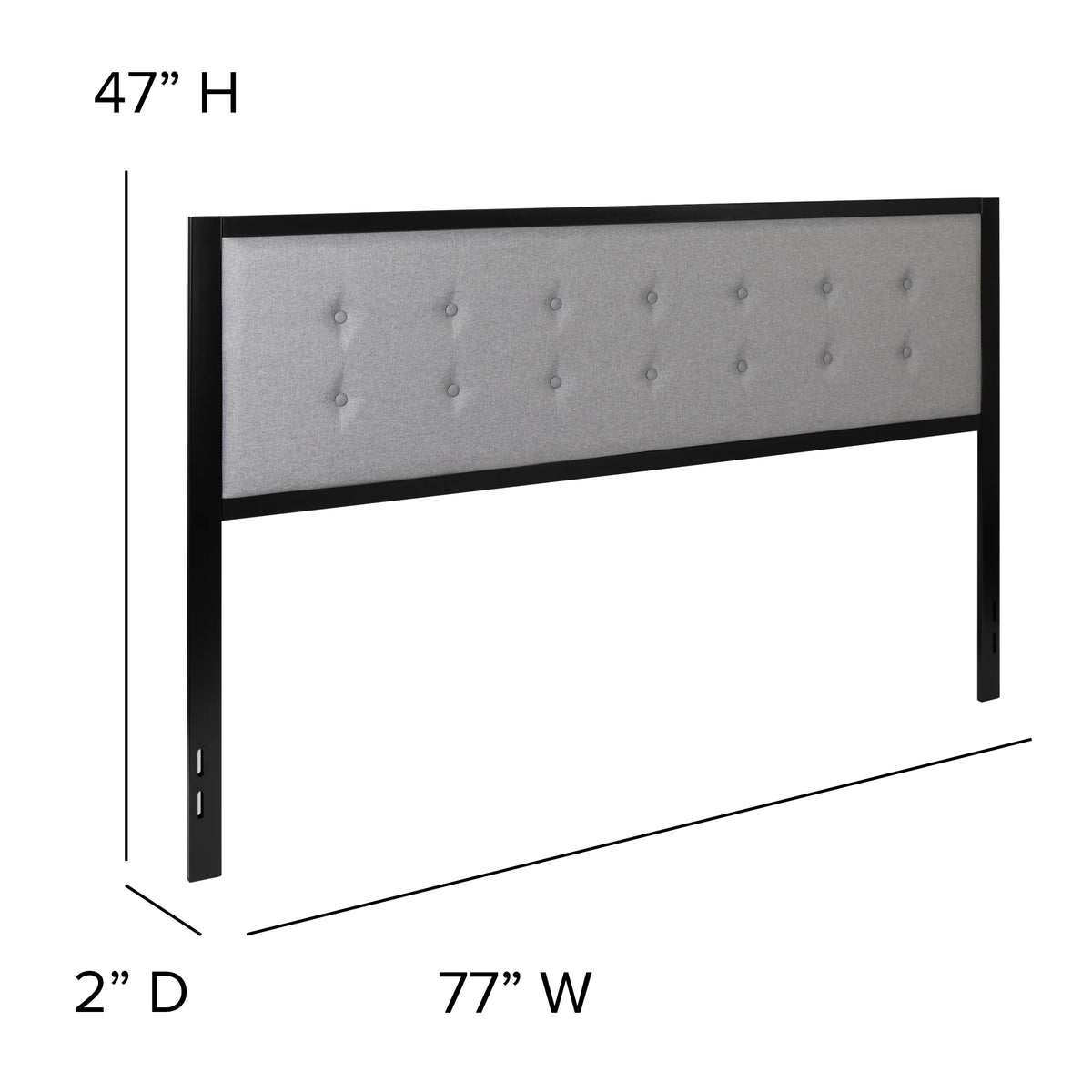 Light Gray Fabric Upholstered King Size Headboard D515