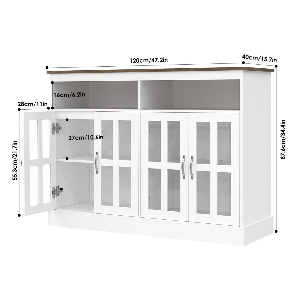 White Sideboard with Glass Doors Y341
