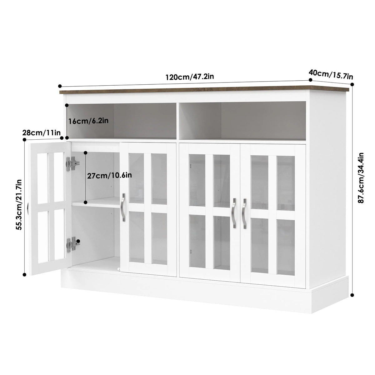 White Sideboard with Glass Doors Y341