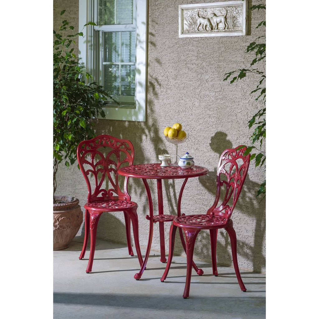 Lipstick Red Cast Aluminum Bistro Set O255