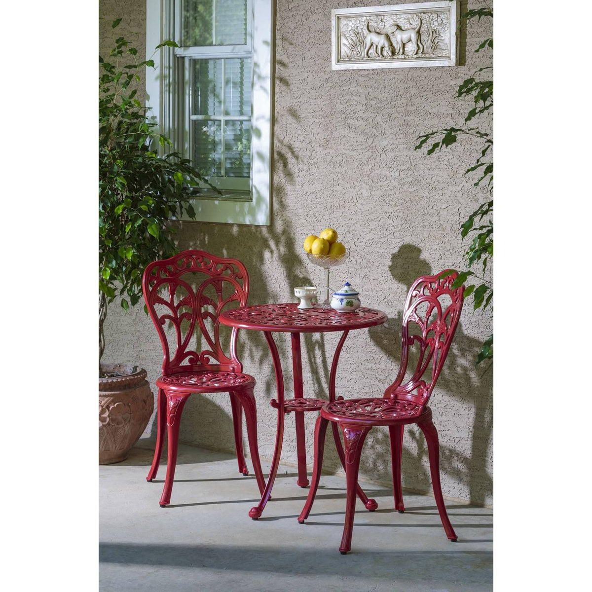 Lipstick Red Cast Aluminum Bistro Set O255