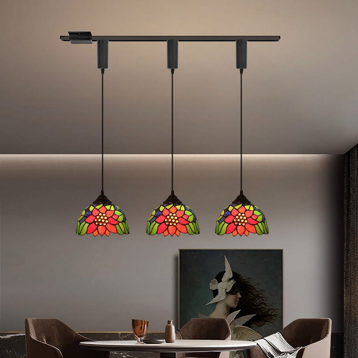 3 Lights Tiffany Style H Track Pendant Lighting F16197