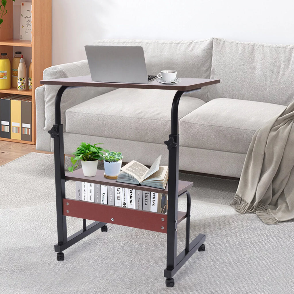 Brown Mobile Standing Desk with Wheels V3144