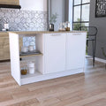 Light Oak White Kitchen Island with Four Open Shelves R310