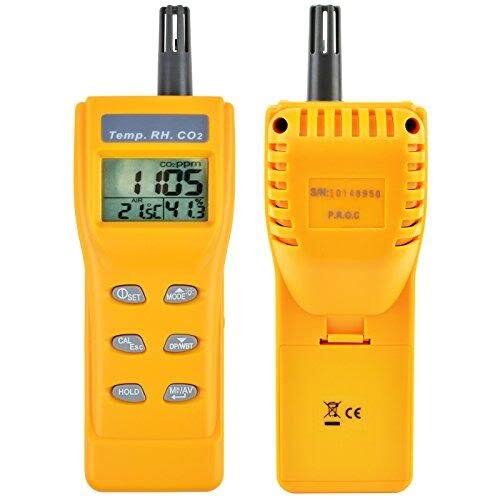 Yellow Digital Carbon Dioxide Temperature Humidity NDIR Sensor Tester S826009