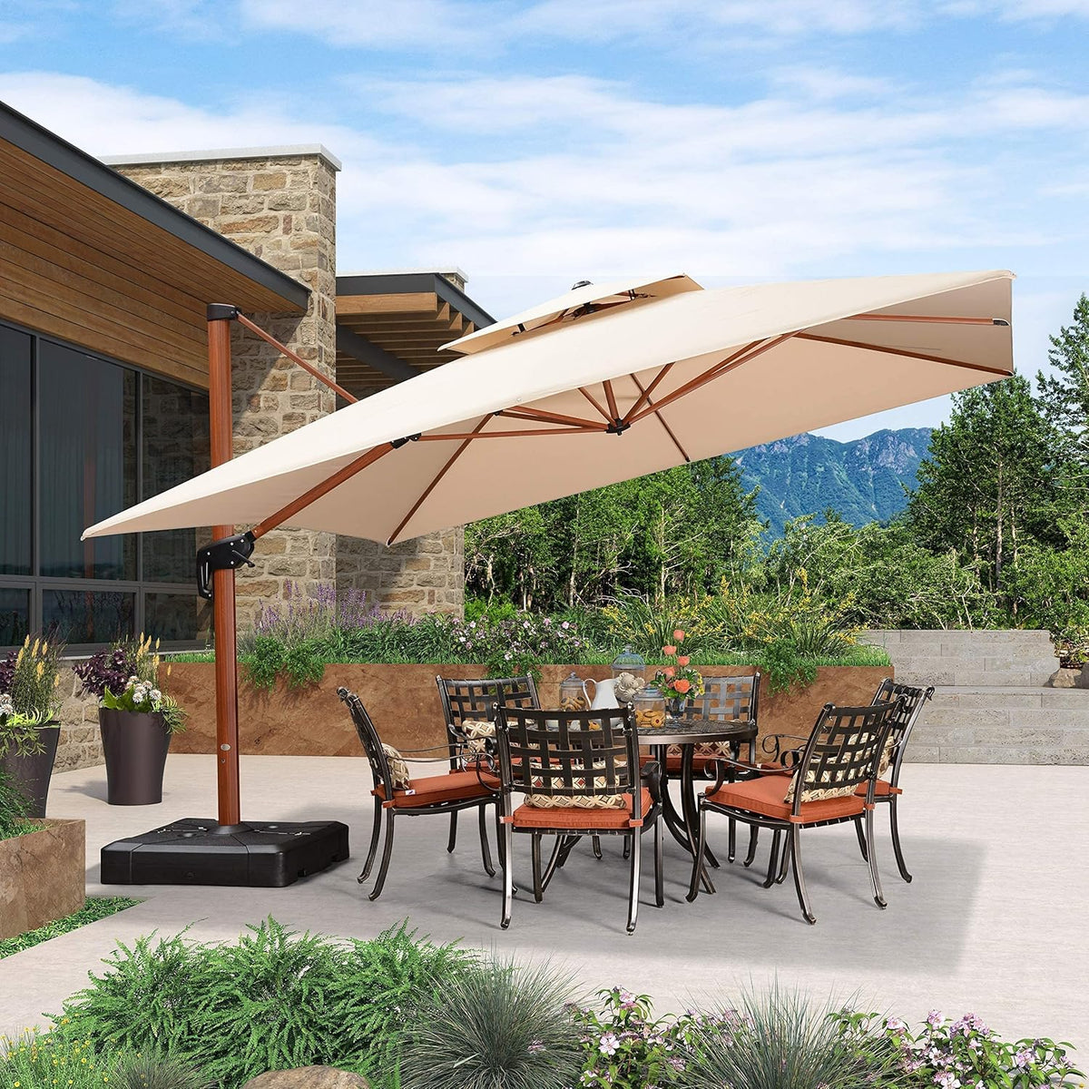 10ft Beige Cantilever Patio Umbrella W476