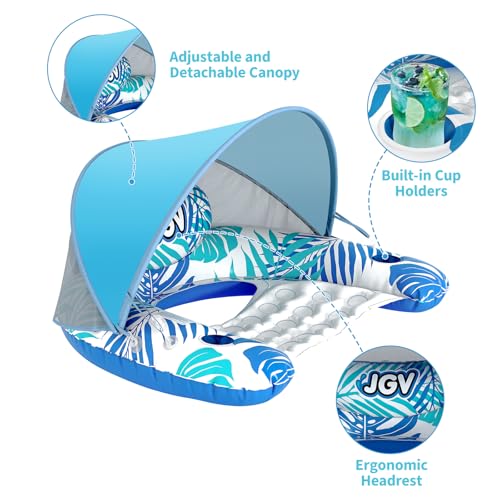 XL Inflatable Pool Float with Canopy and Drink Holder K469601