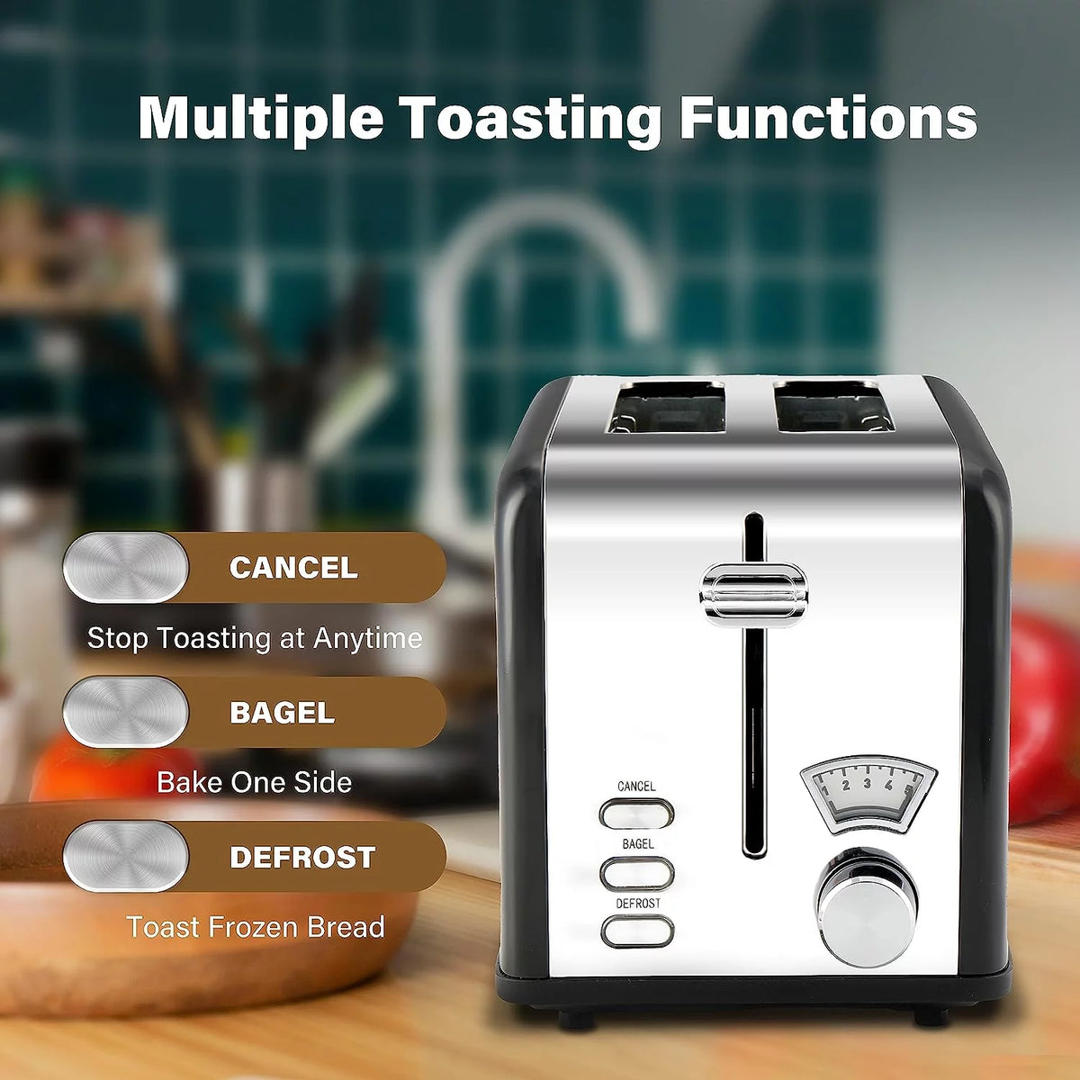 2-Slice Toaster with 1.5 inch Wide Slot, Black E197