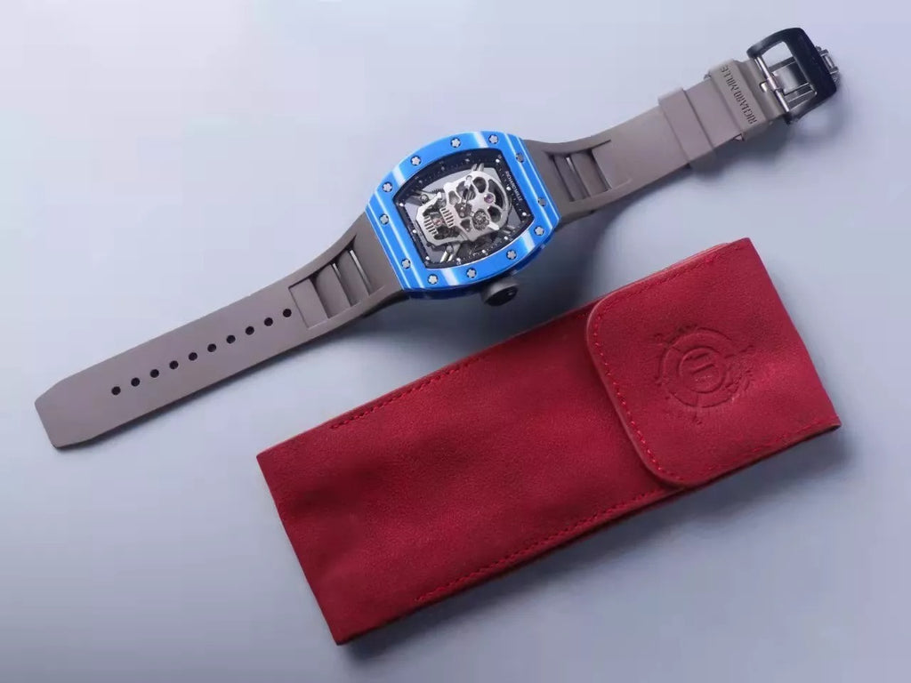 Black Dial Blue Bezel Black Rubber Strap Tourbillon A8856