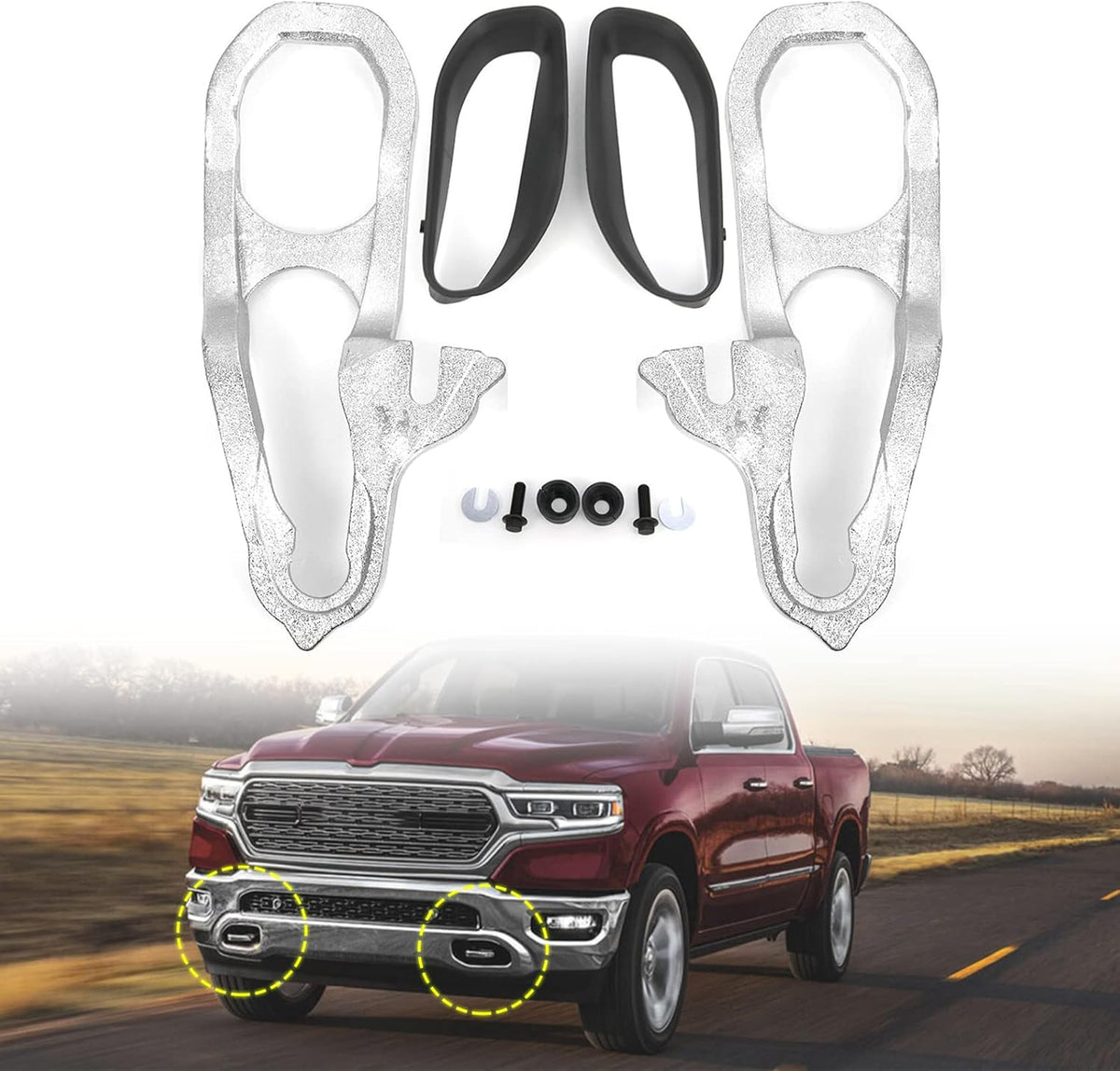 Front Tow Hooks with Bushing Hardware Black B161