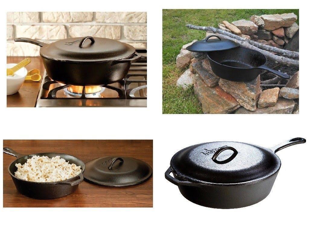 5 Quart Cast Iron Covered Deep Skillet X804
