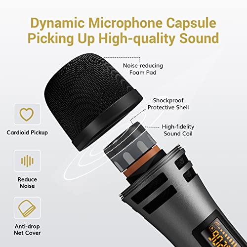 Grey UHF Dual Wireless Microphone System V91812