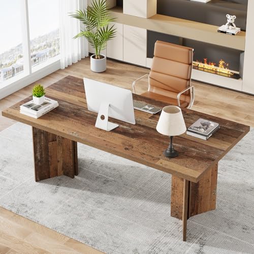 63-inch Dark Brown Wood Executive Desk I838