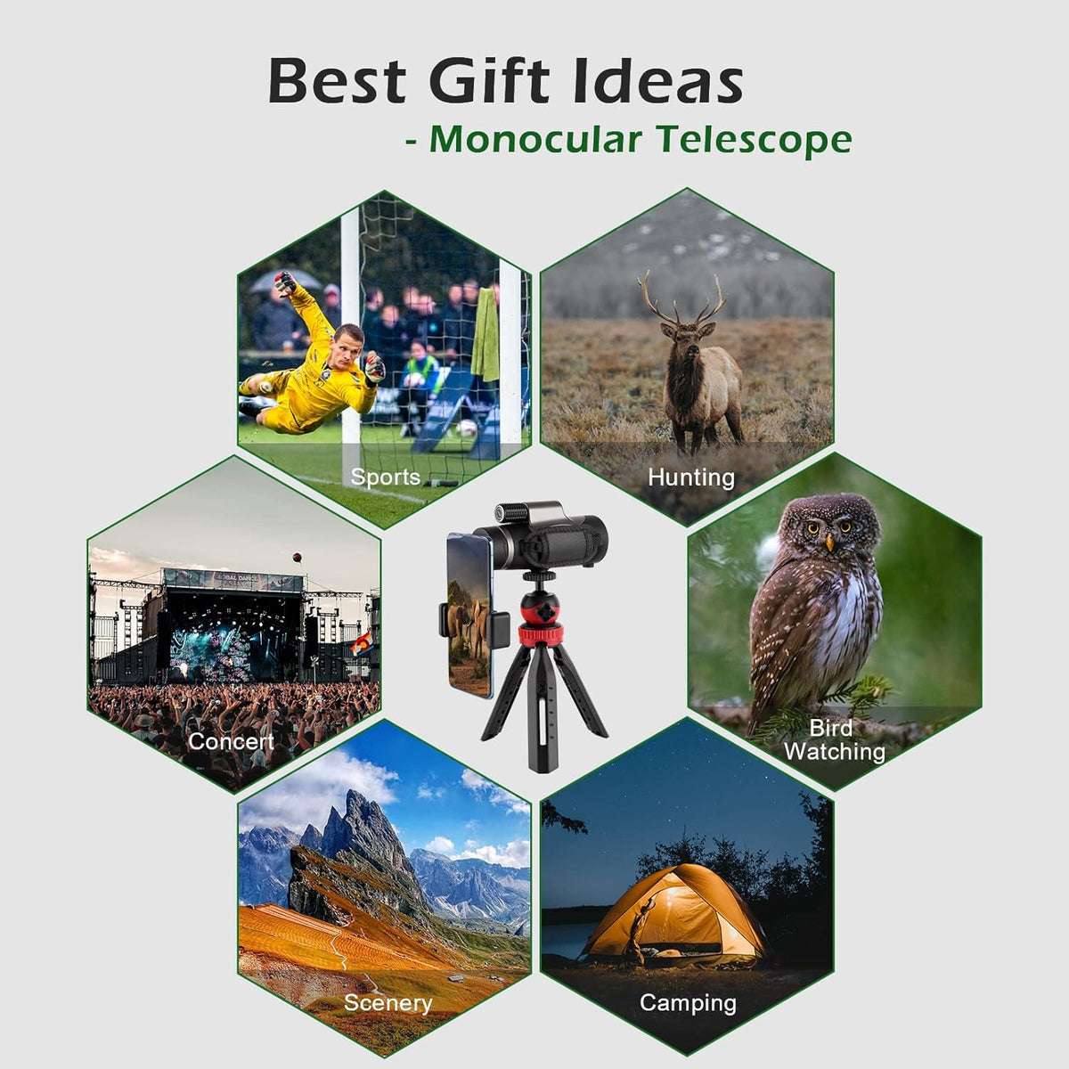 10x42 HD Waterproof Fogproof Monocular with Hand Strap Tripod Phone Adapter R693