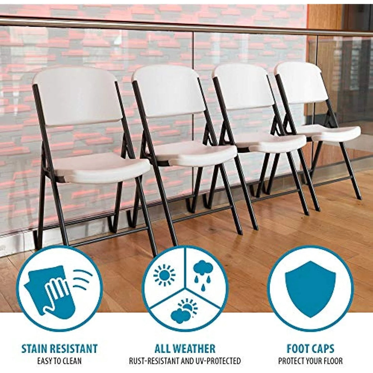 Folding Chairs 4 Pack Plastic Stackable N94022