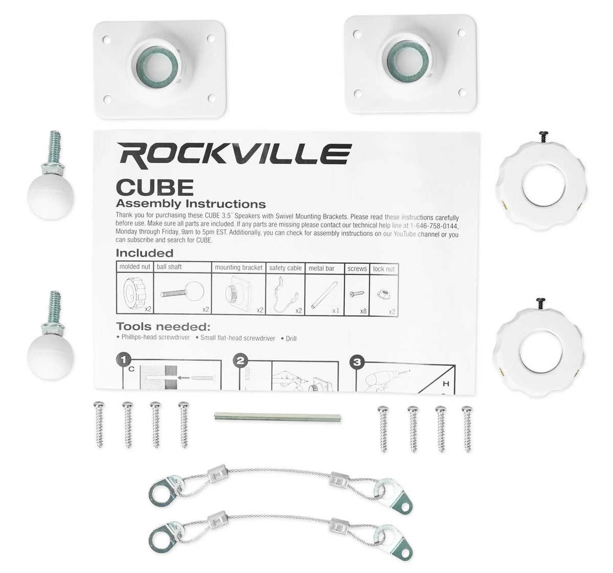 70v Amplifier and 10 White Cube Speakers Z649566