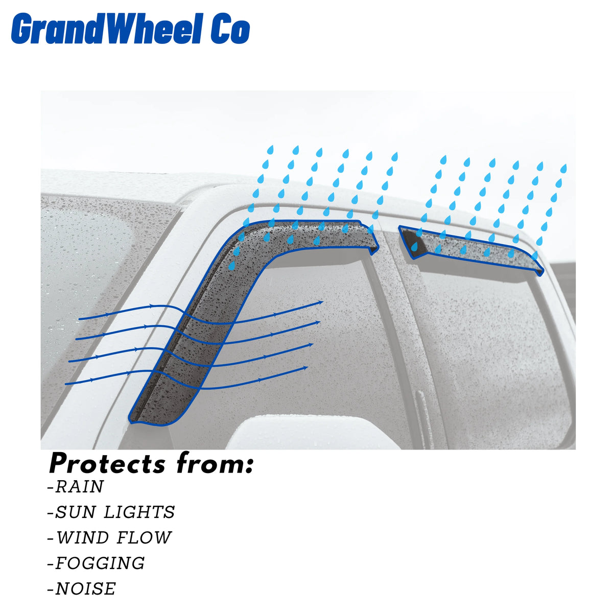 Smoke Tinted Tape-On Side Window Vent Visor Deflectors Rain Guards 6pcs C4669