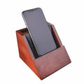 Walnut and Leather Desktop Cell Phone Holder X530409