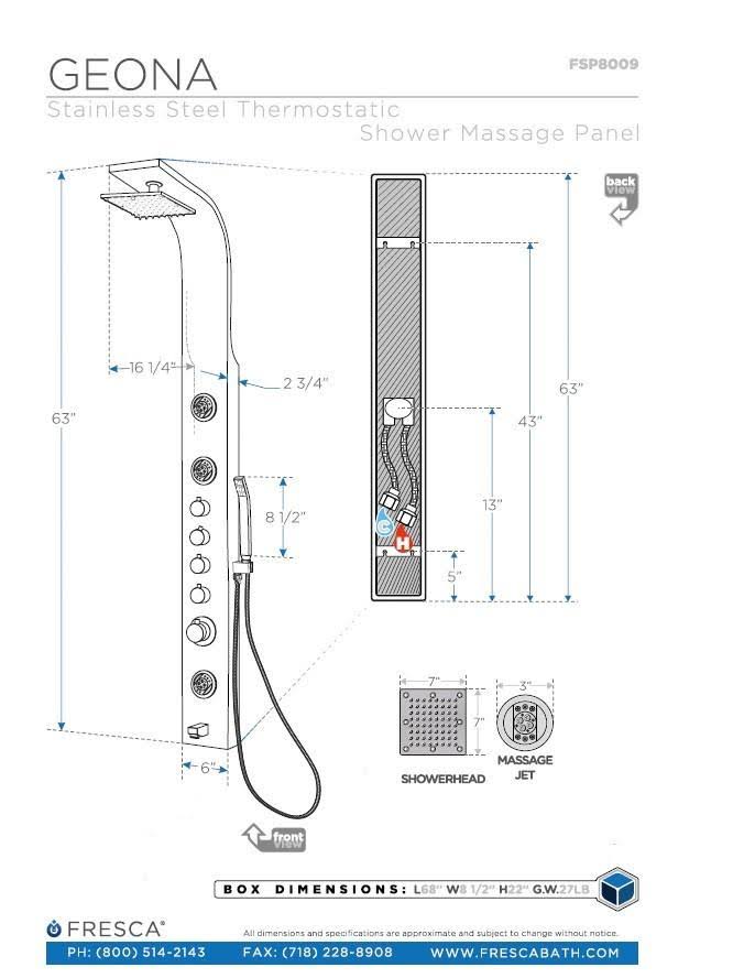 Stainless Steel Thermostatic Shower Massage Panel Q577134