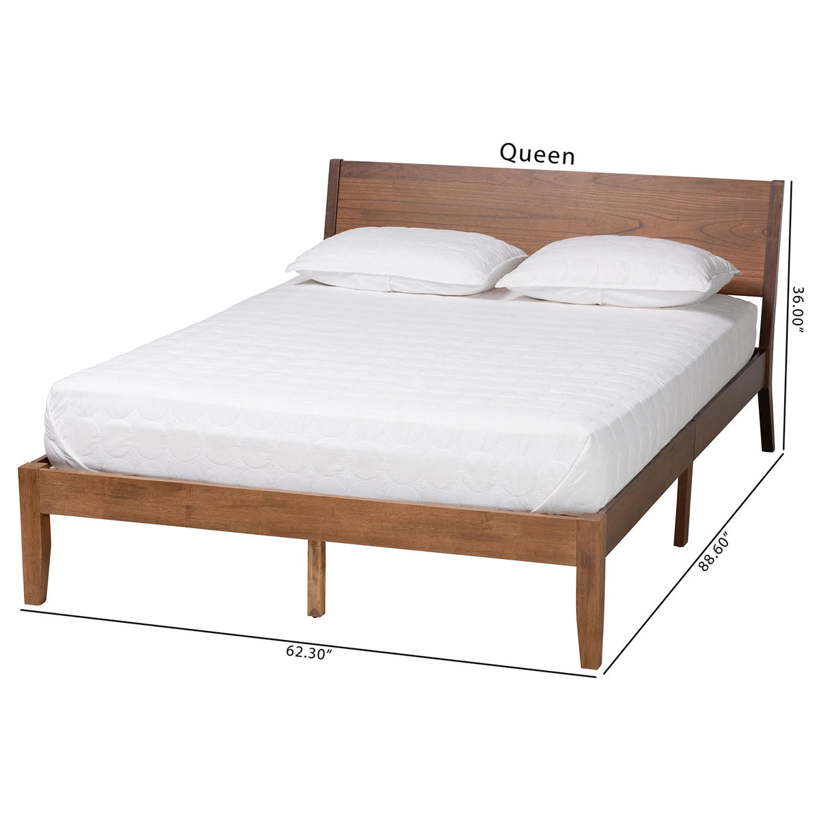 Walnut Brown Wood King Size Platform Bed Z628